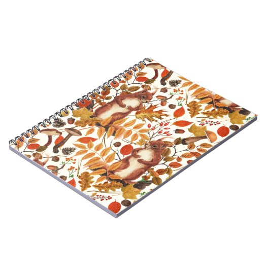 Carnet Écureuils d'automne et flore automnale sur le blan (Côté gauche)