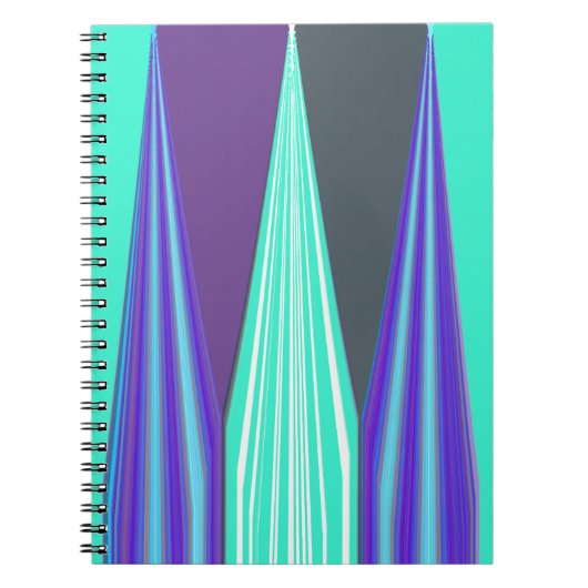 Carnet Edgy Blue Purple Cyan Chevron Art Imprimer (Devant)