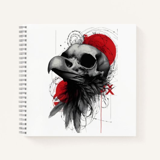 Carnet Edgy Crow Skull Gothic Grunge Street Art Notebook (Devant)
