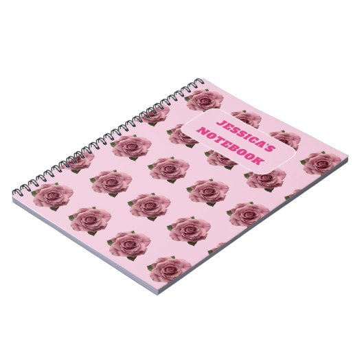 Carnet Editable Minimal Pink Rose Design Pattern Custom (Côté gauche)