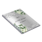 Carnet Eeucalyptus blanc argenté élégant (Côté Droit)