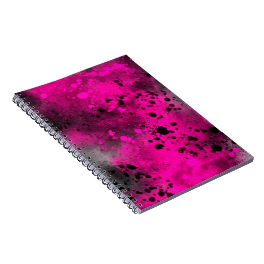 Carnet Effet de taches de peinture rose et noir (Côté Droit)