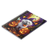 Carnet Éffrayant Bichon Frise Halloween sorcière et Citro (Côté gauche)