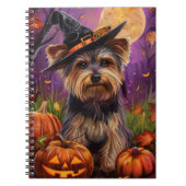 Carnet Éffrayant Biewer Terrier Halloween Witch Et Citrou (Devant)