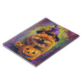 Carnet Éffrayant Chow Chow Chien Halloween sorcière et Ci (Côté gauche)