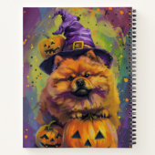 Carnet Éffrayant Chow Chow Chien Halloween sorcière et Ci (Dos)