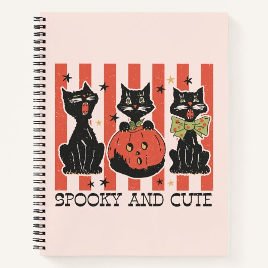 Carnet Éffrayant et mignon - Chat noir et Citrouille (Devant)