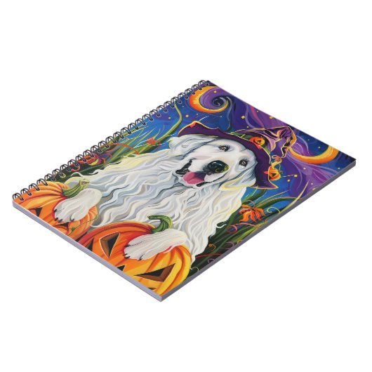 Carnet Éffrayant Grand Pyrénées Chien Halloween Citrouill (Côté gauche)