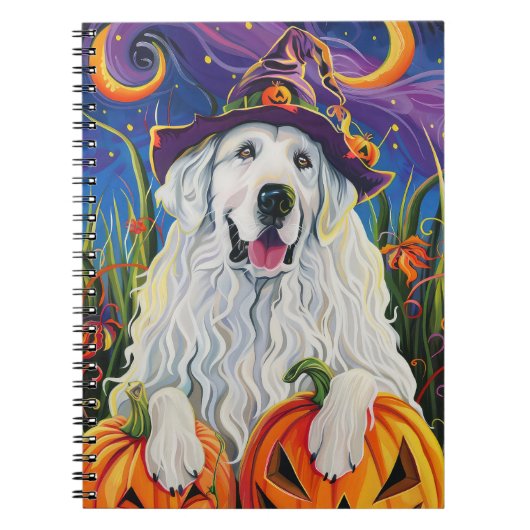 Carnet Éffrayant Grand Pyrénées Chien Halloween Citrouill (Devant)