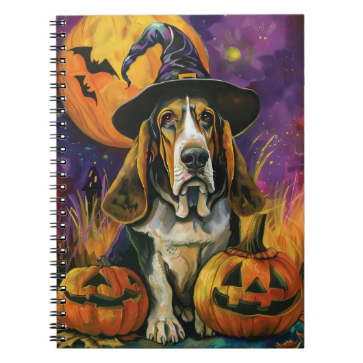 Carnet Éffrayant Halloween Hound Sorcière Et Citrouille (Devant)