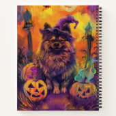 Carnet Éffrayant Keeshond Chien Halloween sorcière et Cit (Dos)