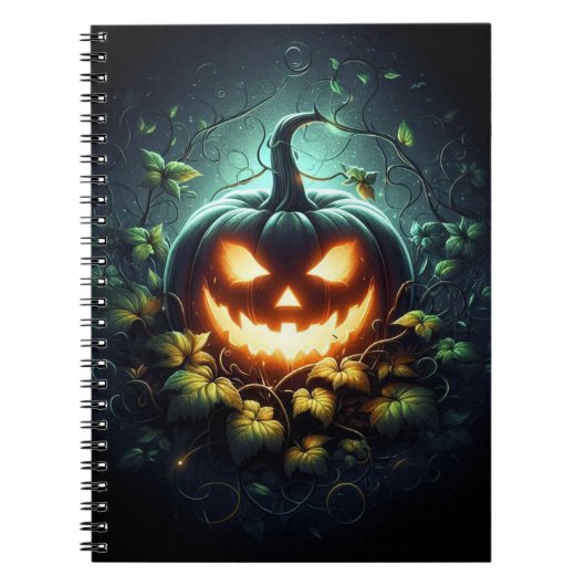 Carnet Éffrayant nature brillant Halloween citrouille (Devant)
