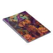 Carnet Éffrayant Poodle Chien Halloween sorcière et Citro (Côté Droit)