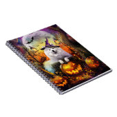 Carnet Éffrayant Samoyed Chien Halloween sorcière et Citr (Côté Droit)