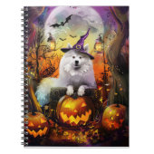 Carnet Éffrayant Samoyed Chien Halloween sorcière et Citr (Devant)
