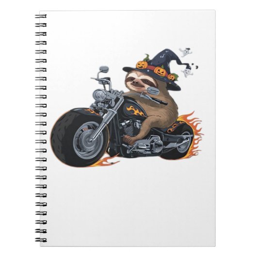 Carnet Éffrayant Sloth Motorcycle Ride Halloween Biker Fu (Devant)