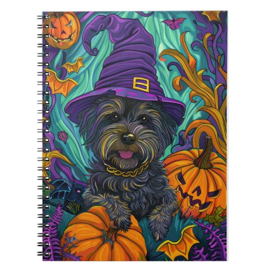 Carnet Éffrayant Tibétain Terrier Chien Halloween Citroui (Devant)