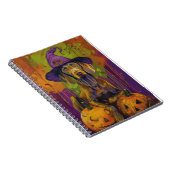 Carnet Éffrayant Weimaraner Chien Halloween sorcière et C (Côté Droit)