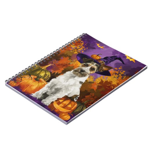 Carnet Éffrayant Wirefox Terrier Chien Halloween Citrouil (Côté gauche)