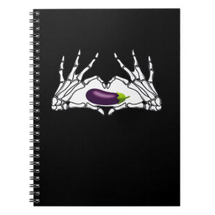 Carnet Eggplant Classic - Squelette Mains Coeur