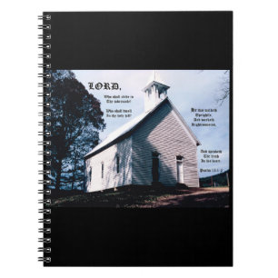 Carnet Église sur une colline avec Psaume 15:1-2