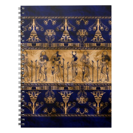 Carnet Egyptian Gods and Ornamental border -blue gold (Devant)