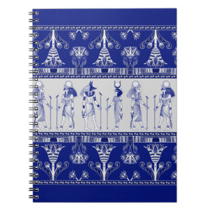 Carnet Egyptian Gods and Ornamental border - blue grey