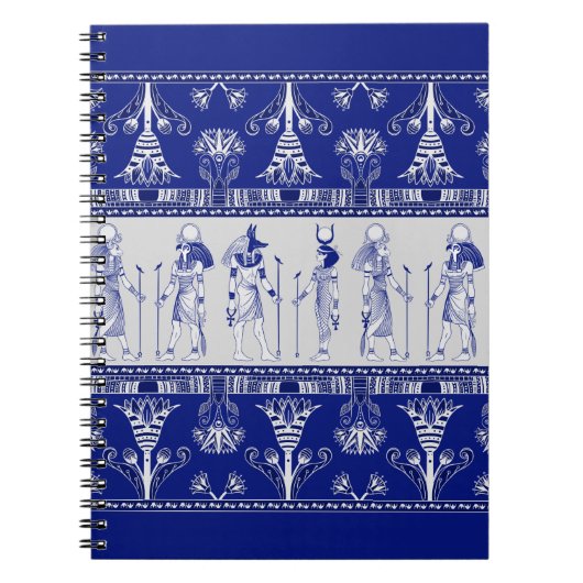 Carnet Egyptian Gods and Ornamental border - blue grey (Devant)