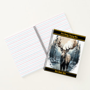 Carnet Élan majestueux debout au bord d'un lac forestier
