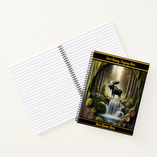 Carnet Élan près d'une cascade forestière tranquille (Intérieur)