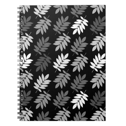 Carnet Elder Leaf Pattern Black White Grey (Devant)