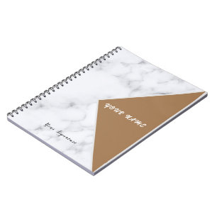 Carnet Élégance Classique Personnaliser Nom Marbre Blanc