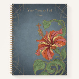 Carnet Élégance Cramoisi : Hibiscus Chinois Art Nouveau