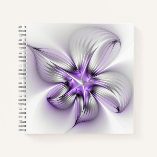 Carnet Élégance florale Art Abstrait Violet Fractal moder (Devant)