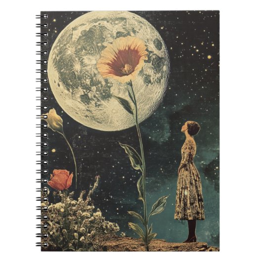 Carnet Élégance Lune - Femme avec Lune (Devant)