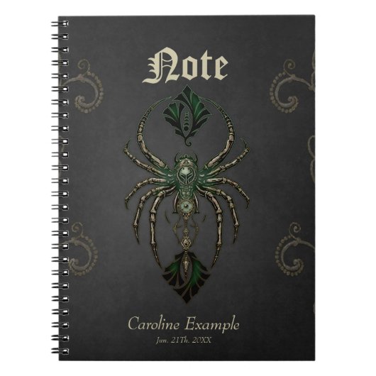 Carnet Élégance mécanique, l'araignée dans le noir. (Devant)