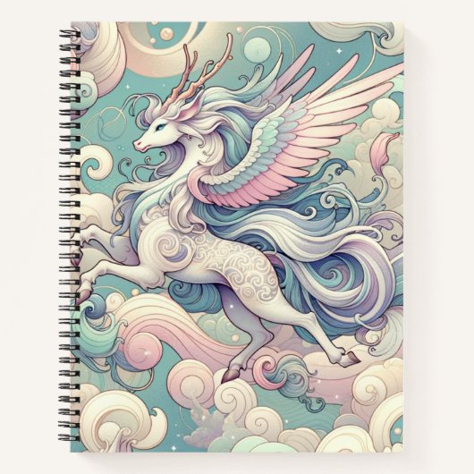 Carnet Élégance mystique : Pastel Kirin Whispers (Devant)