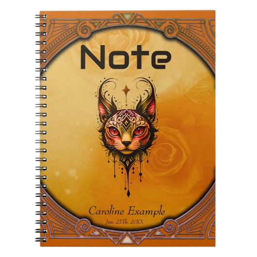 Carnet Elégance ornementale : Portrait d'un chat. (Devant)