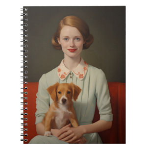 Carnet Élégance vintage : Femme avec chiot dans Pastel