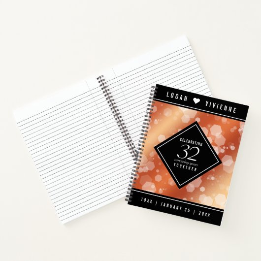 Carnet Élégant 32ème anniversaire de Mariage de bronze (Intérieur)