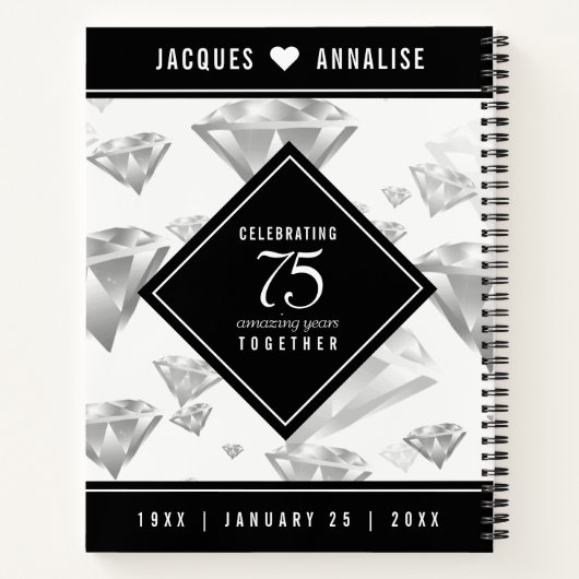 Carnet Élégant 75e anniversaire de Mariage de diamant (Dos)