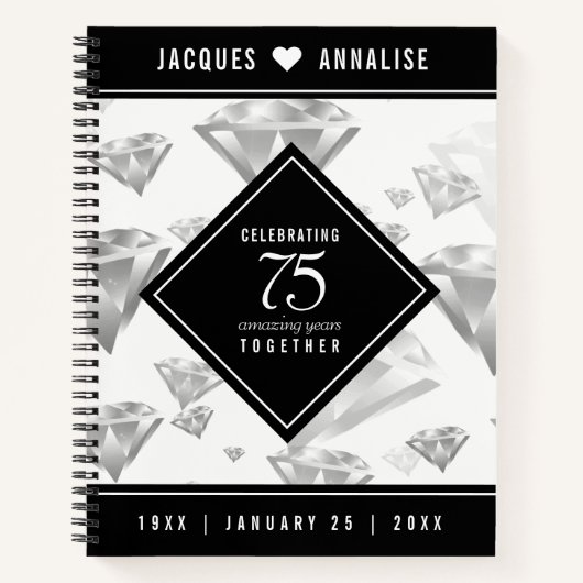 Carnet Élégant 75e anniversaire de Mariage de diamant (Devant)
