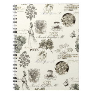 Carnet élégant à motif floral vintage