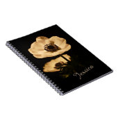 Carnet Elegant Anemone Flower Black Personalised (Côté Droit)