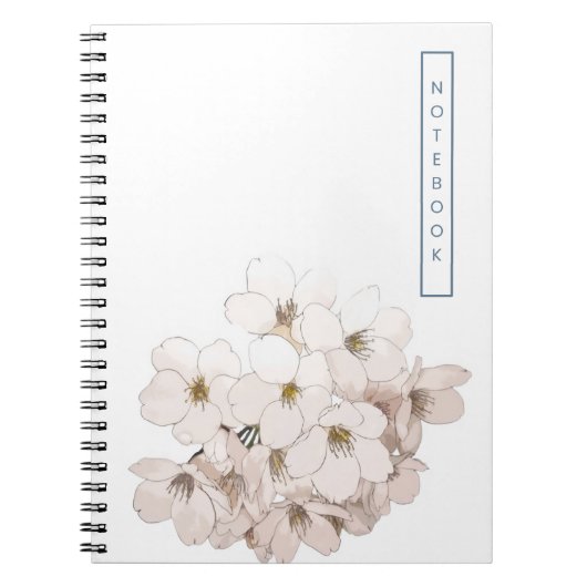 Carnet Élégant aquarelle florale blanche (Devant)