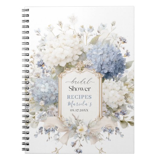 Carnet Élégant aquarelle hydrangea Royal Botanique Bride (Devant)