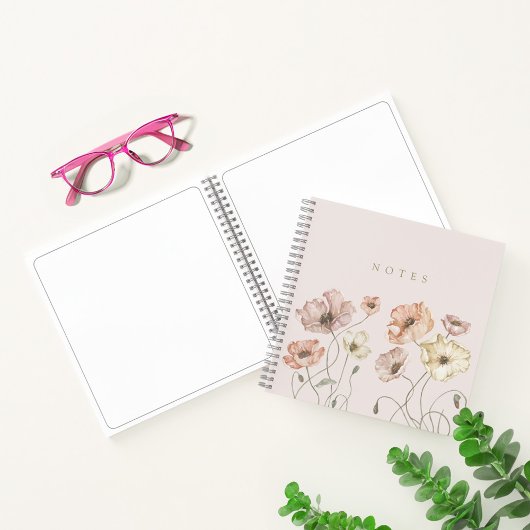 Carnet Elégant aquarelle Poppies sauvages islandaises Not