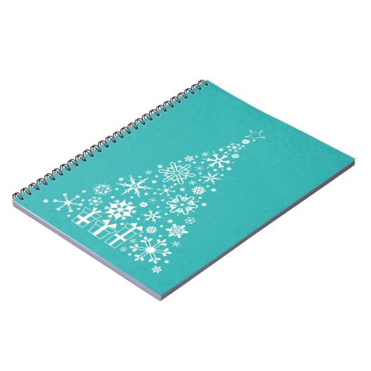 Carnet élégant arbre de Noël blanc et turquoise (Côté gauche)
