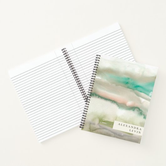 Carnet Élégant Art Abstrait moderne Emerald Nom vert (Intérieur)