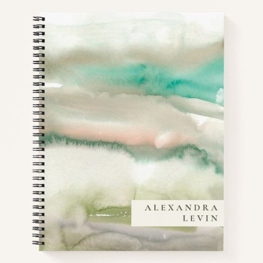 Carnet Élégant Art Abstrait moderne Emerald Nom vert (Devant)